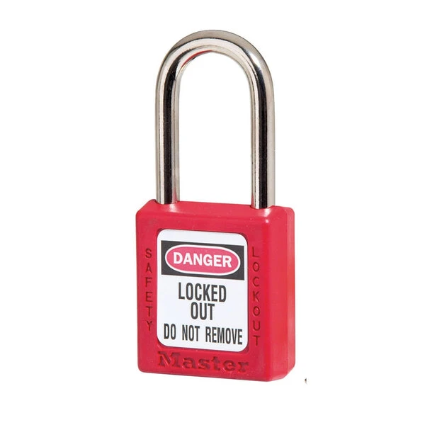 MASTER LOCK 410KAMKRED Thermoplastic Safety Padlock With Master Key, 1 1/2 Inch Wide, 1 1/2 Inch Tall Shackle, Key Retaining, Red | CM7RXF