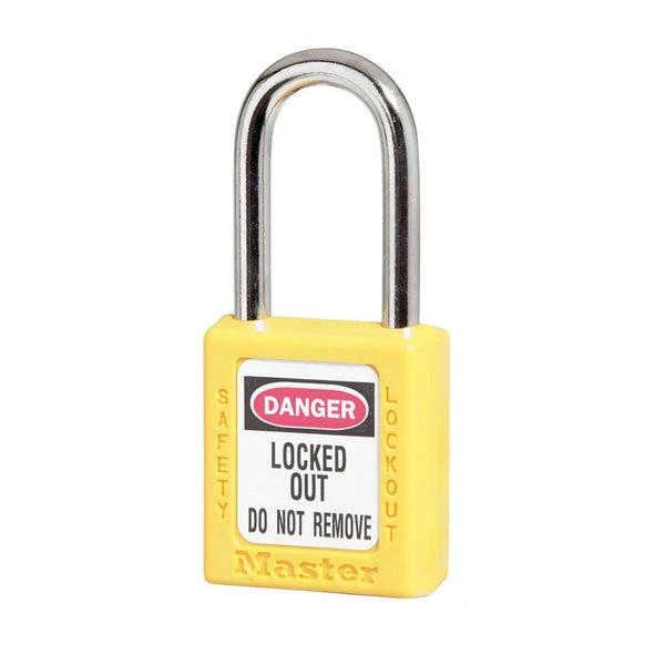 MASTER LOCK 410MKYLW Thermoplastic Safety Padlock With Master Key, 1 1/2 Inch Wide, 1 1/2 Inch Tall Shackle, Keyed Alike, Yellow | CM7RXB