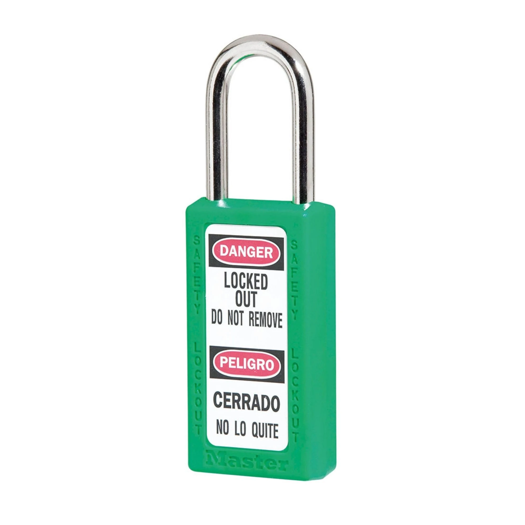 MASTER LOCK 411KAGRN Thermoplastic Safety Padlock, 1 1/2 Inch Tall Shackle, Keyed Alike, Key Retaining, Green | CM7TAG