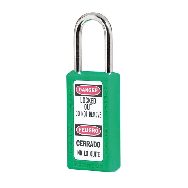 MASTER LOCK 411KAMKGRN Thermoplastic Safety Padlock With Master Key, 1 1/2 Inch Tall Shackle, Keyed Different , Green | CM7TAZ