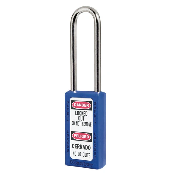 MASTER LOCK 411KAMKLTBLU Thermoplastic Safety Padlock With Master Key, 3 Inch Tall Shackle, Keyed Alike, Blue | CM7TCK