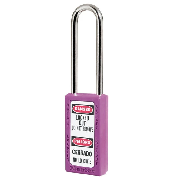 MASTER LOCK 411KAMKLTPRP Thermoplastic Safety Padlock With Master Key, 3 Inch Tall Shackle, Keyed Alike, Purple | CM7TCE