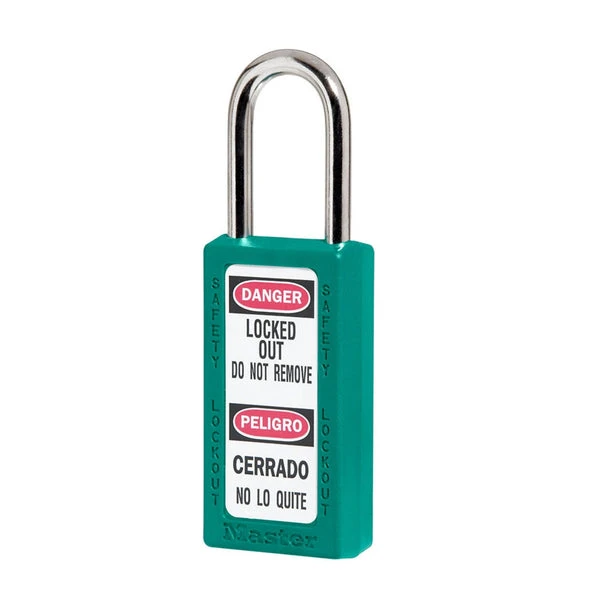 MASTER LOCK 411KATEAL Thermoplastic Safety Padlock, 1 1/2 Inch Tall Shackle, Keyed Alike, Key Retaining, Teal | CM7TAD