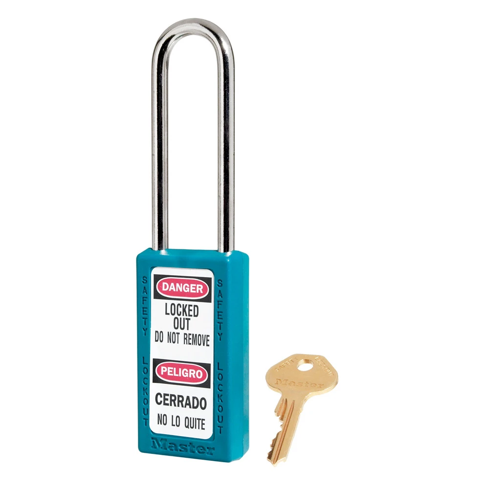 MASTER LOCK 411LTTEAL Thermoplastic Safety Padlock, 3 Inch Tall Shackle, Keyed Different, Key Retaining, Teal | CM7TBE