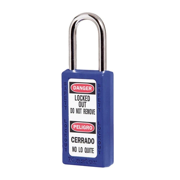 MASTER LOCK 411MKBLU Thermoplastic Safety Padlock With Master Key, 1 1/2 Inch Tall Shackle, Keyed Alike, Blue | CM7TAR