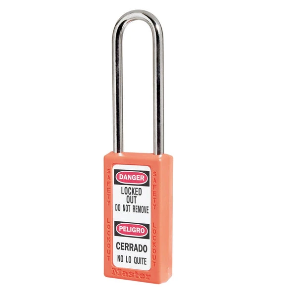MASTER LOCK 411MKLTORJ Thermoplastic Safety Padlock With Master Key, 3 Inch Tall Shackle, Keyed Different, Orange | CM7TBV