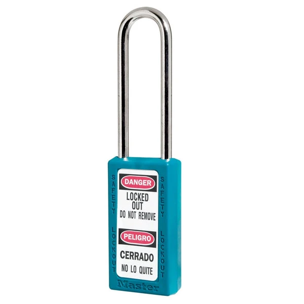 MASTER LOCK 411MKLTTEAL Thermoplastic Safety Padlock With Master Key, 3 Inch Tall Shackle, Keyed Different, Teal | CM7TBX