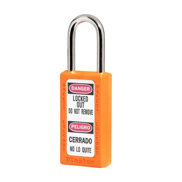MASTER LOCK 411MKORJ Thermoplastic Safety Padlock With Master Key, 1 1/2 Inch Tall Shackle, Keyed Alike, Orange | CM7TAK