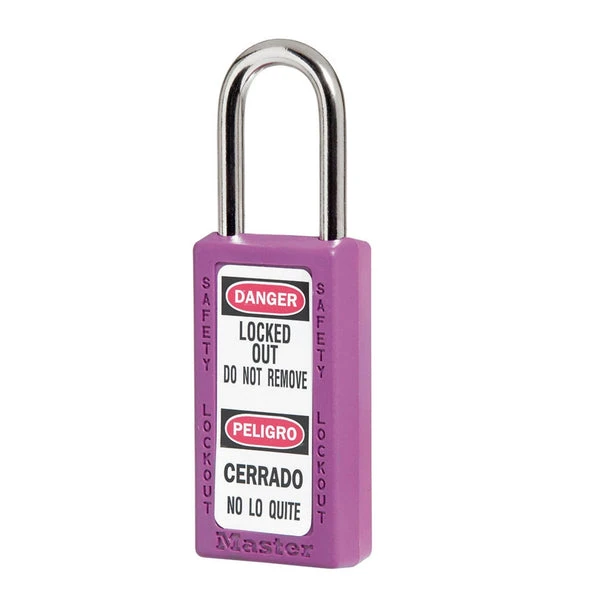MASTER LOCK 411KAMKPRP Thermoplastic Safety Padlock With Master Key, 1 1/2 Inch Tall Shackle, Keyed Different , Purple | CM7TAV