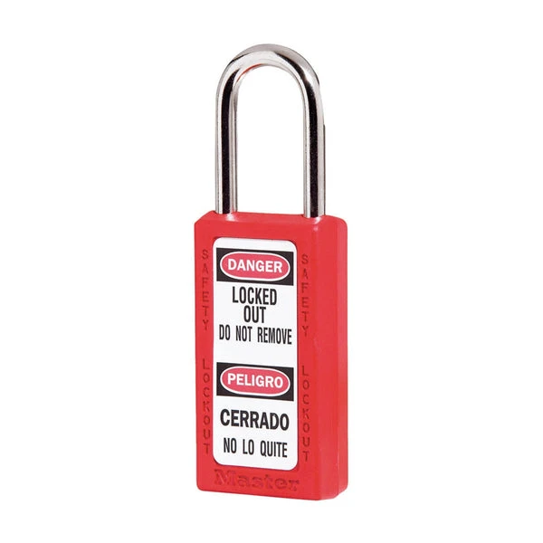 MASTER LOCK 411MKRED Thermoplastic Safety Padlock With Master Key, 1 1/2 Inch Tall Shackle, Keyed Alike, Red | CM7TAJ