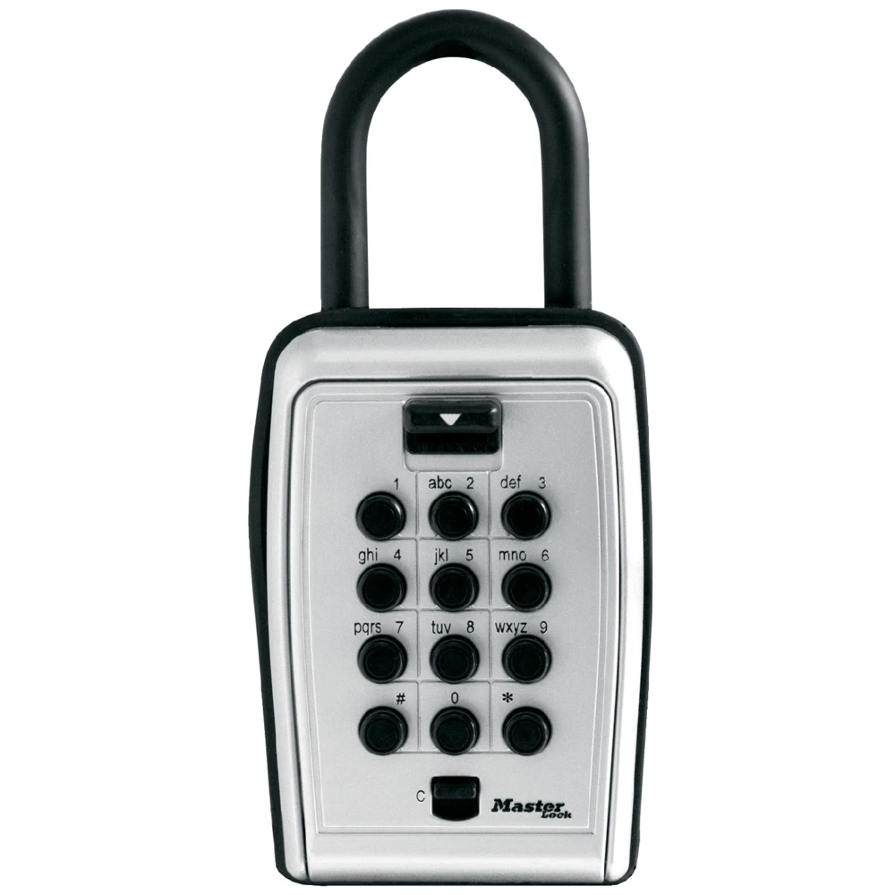 MASTER LOCK 5422EURD Resettable Push Button Key Lock Box, Zinc Alloy, 7.9cm Width, 47mm Tall Shackle, Grey | CM7UMC