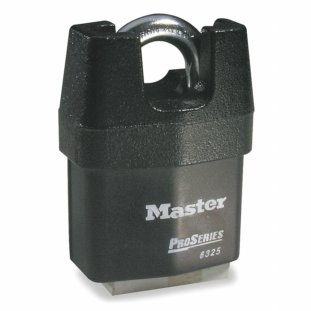 MASTER LOCK 6325 Laminated Steel Padlock, Shrouded Shackle, 60mm Wide, 19mm Tall Shackle, 5 Pin, Keyed Different | CM7UAF