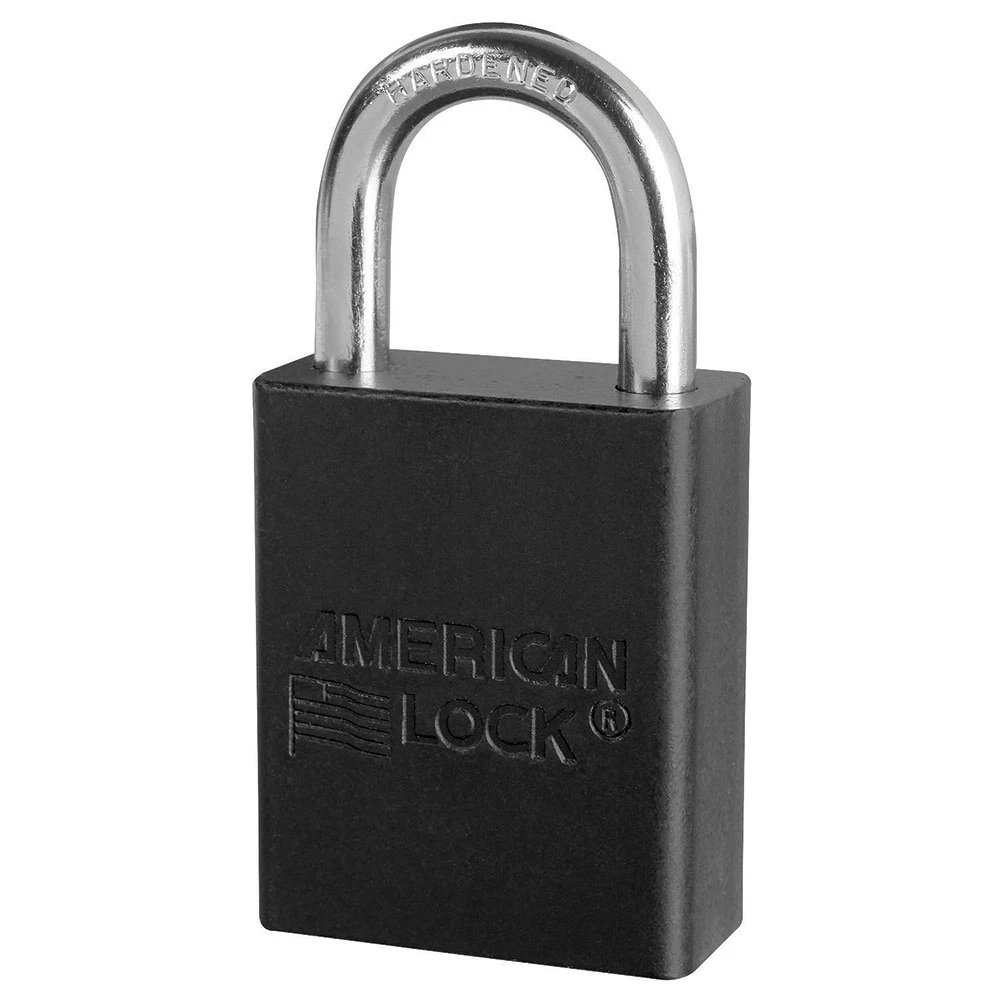 MASTER LOCK S1105BLK Anodized Aluminium Safety Padlock, 1 1/2 Inch Wide, 1 Inch Tall Shackle, Keyed Different, 6 Pin Locking, Black | CM7TQL