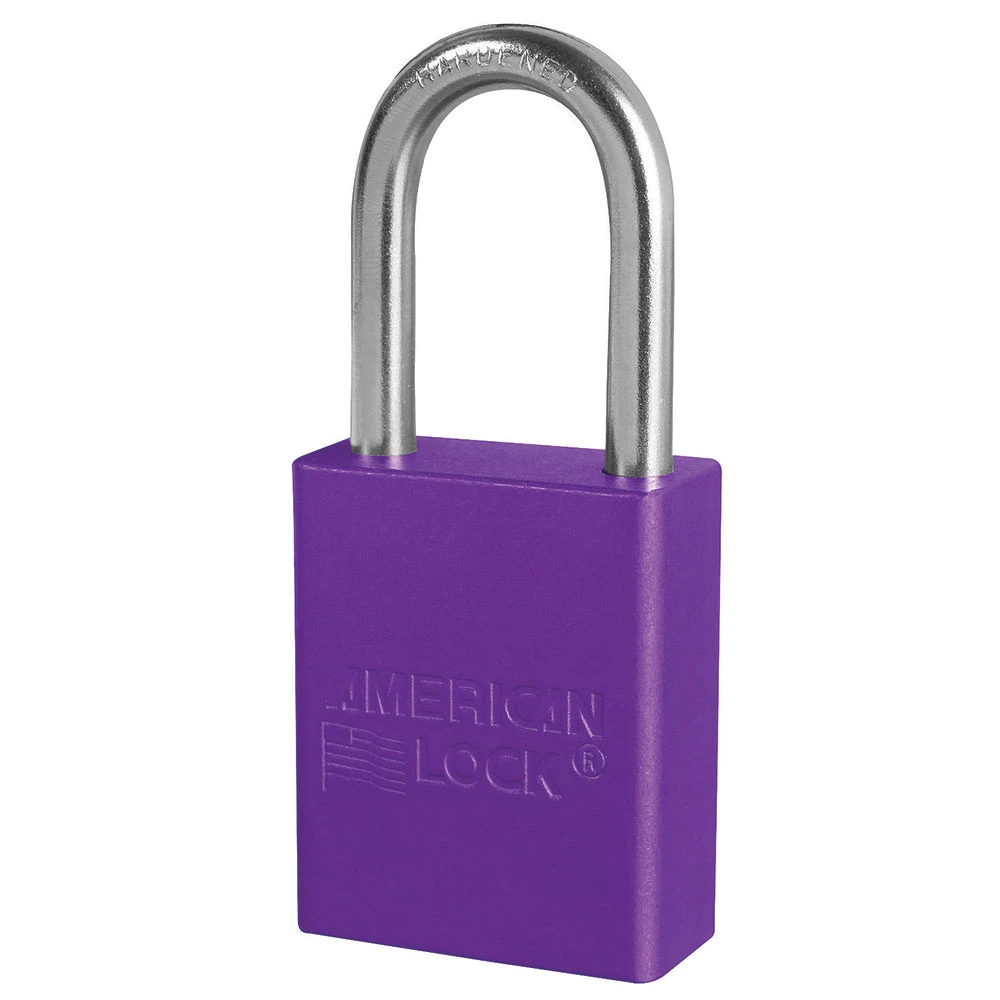 MASTER LOCK A1106KAPRP Anodized Aluminium Safety Padlock, 1 1/2 Inch Wide, 1 1/2 Inch Tall Shackle, Keyed Alike, 5 Pin Locking, Purple | CM7THG