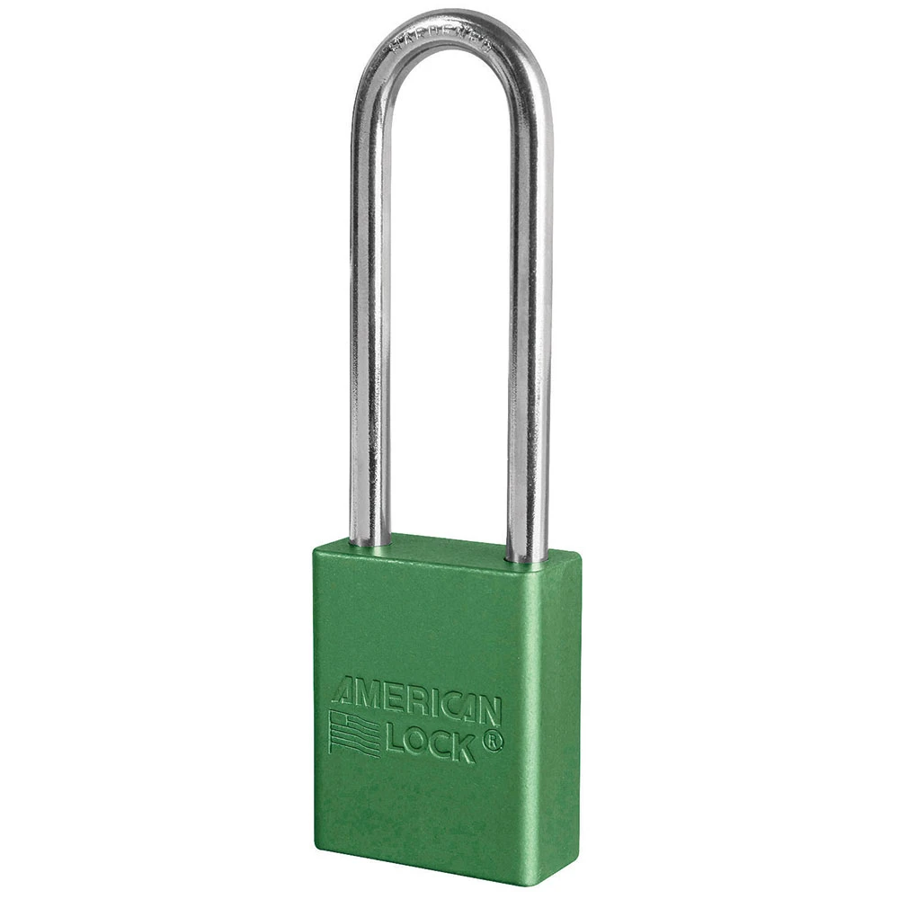 MASTER LOCK A1107MKGRN Anodized Aluminium Safety Padlock With Master Key, 1 1/2 Inch Wide, 3 Inch Tall Shackle, 5 Pin Locking, Green | CM7TKD
