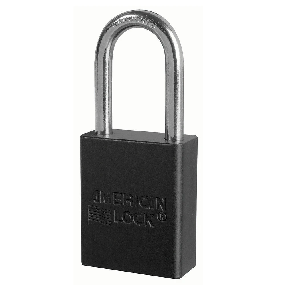 MASTER LOCK A1166BLK Anodized Aluminium Safety Padlock, 1 1/2 Inch Wide, 1 1/2 Inch Tall Shackle, Keyed Different, 6 Pin Locking, Black | CM7TMH