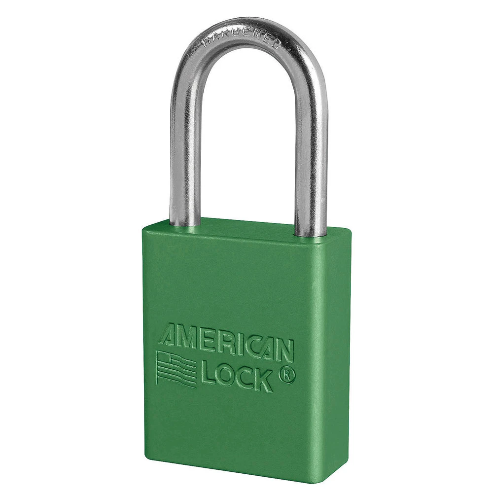MASTER LOCK A1166KAGRN Anodized Aluminium Safety Padlock, 1 1/2 Inch Wide, 1 1/2 Inch Tall Shackle, Keyed Alike, 6 Pin Locking, Green | CM7TMX