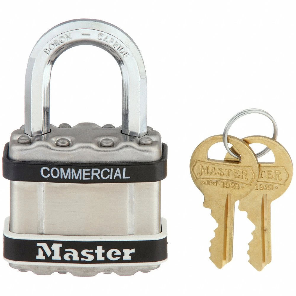 MASTER LOCK M5KASTS Laminated Steel Padlock with SS Body Cover, Octagonal Shackle, 51mm Wide, 8mm Dia., 4 Pin, Keyed Alike | CM7TXW