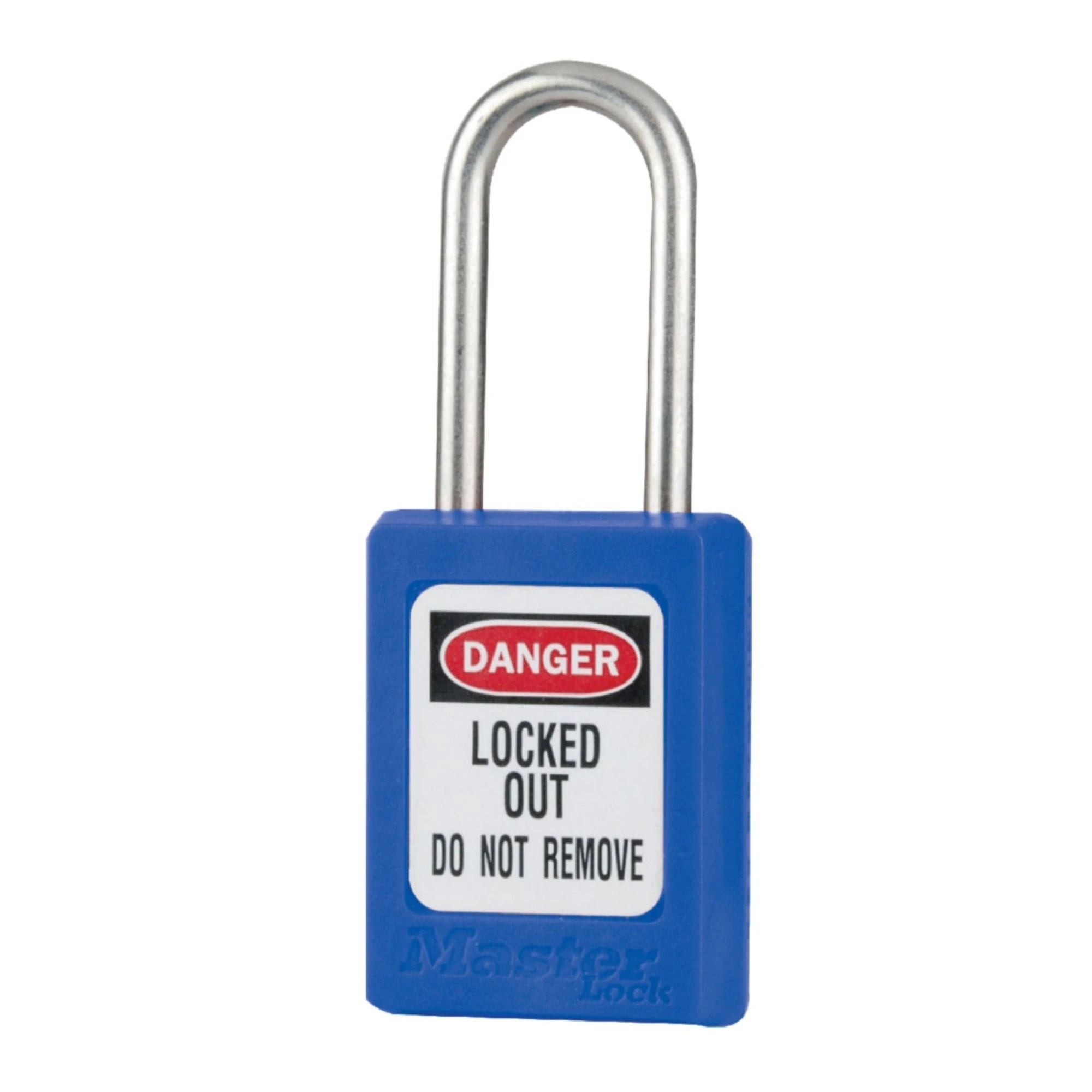 MASTER LOCK S31KABLU Thermoplastic Safety Padlock, SS Shackel, 1 1/2 Inch Tall Shackle, Keyed Alike, Key retaining, Blue | CM7RNT