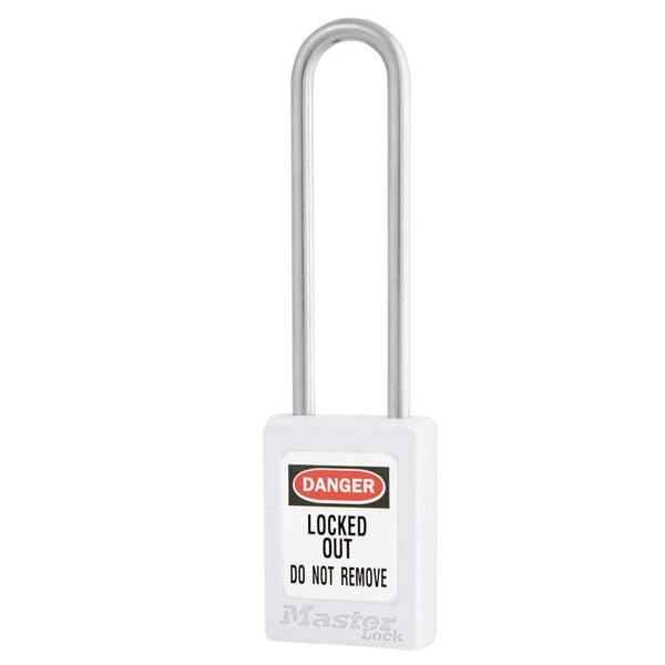 Thermoplastic Safety Padlock, SS Shackel, 3 Inch Tall Shackle, Keyed Alike, Key retaining, White