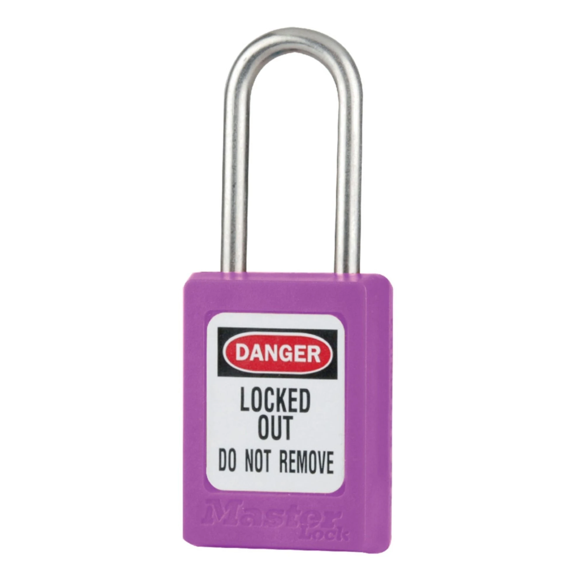 MASTER LOCK S31KAPRP Thermoplastic Safety Padlock, SS Shackel, 1 1/2 Inch Tall Shackle, Keyed Alike, Key retaining, Purple | CM7RNM