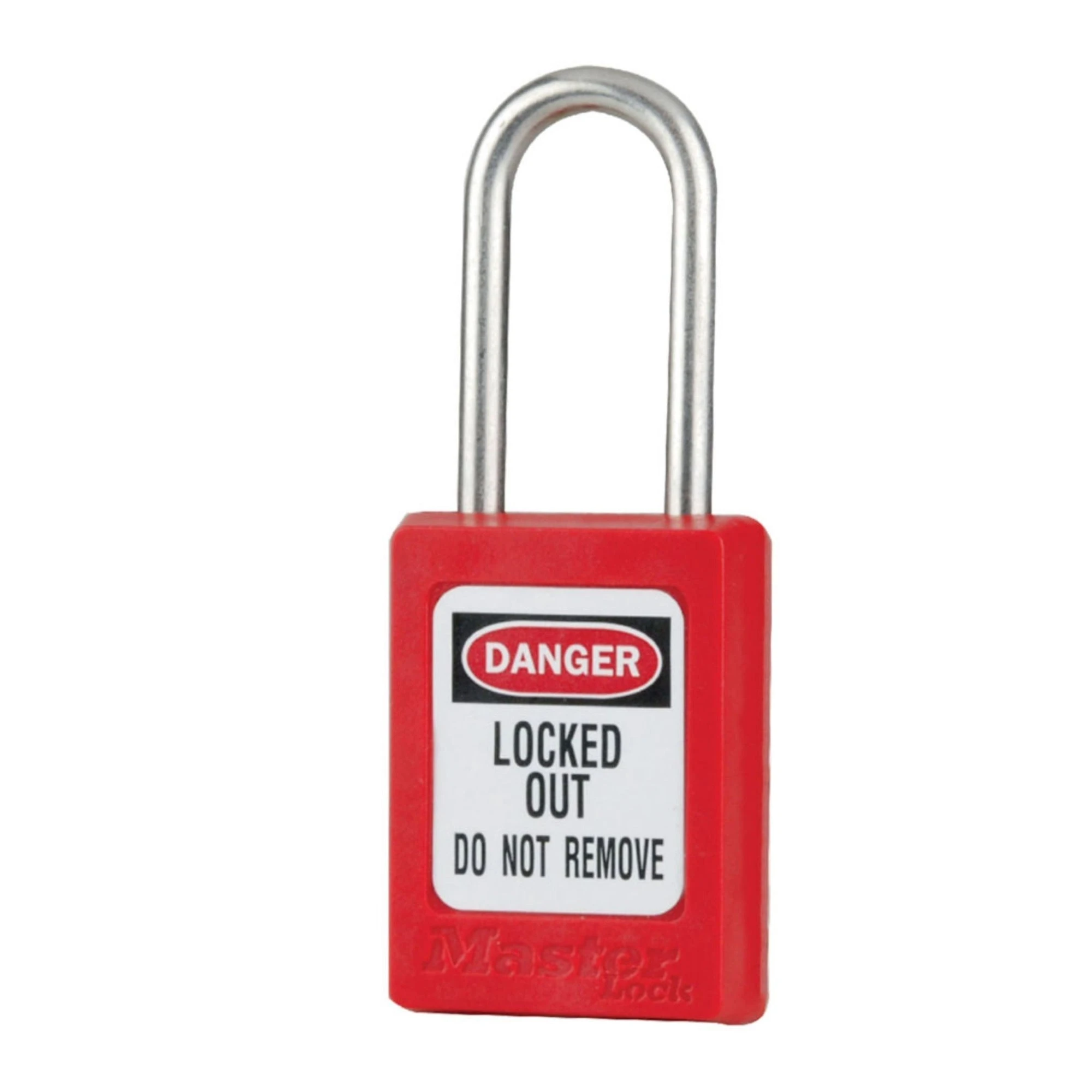 MASTER LOCK S31KARED Thermoplastic Safety Padlock, SS Shackel, 1 1/2 Inch Tall Shackle, Keyed Alike, Key retaining, Red | CM7RNK