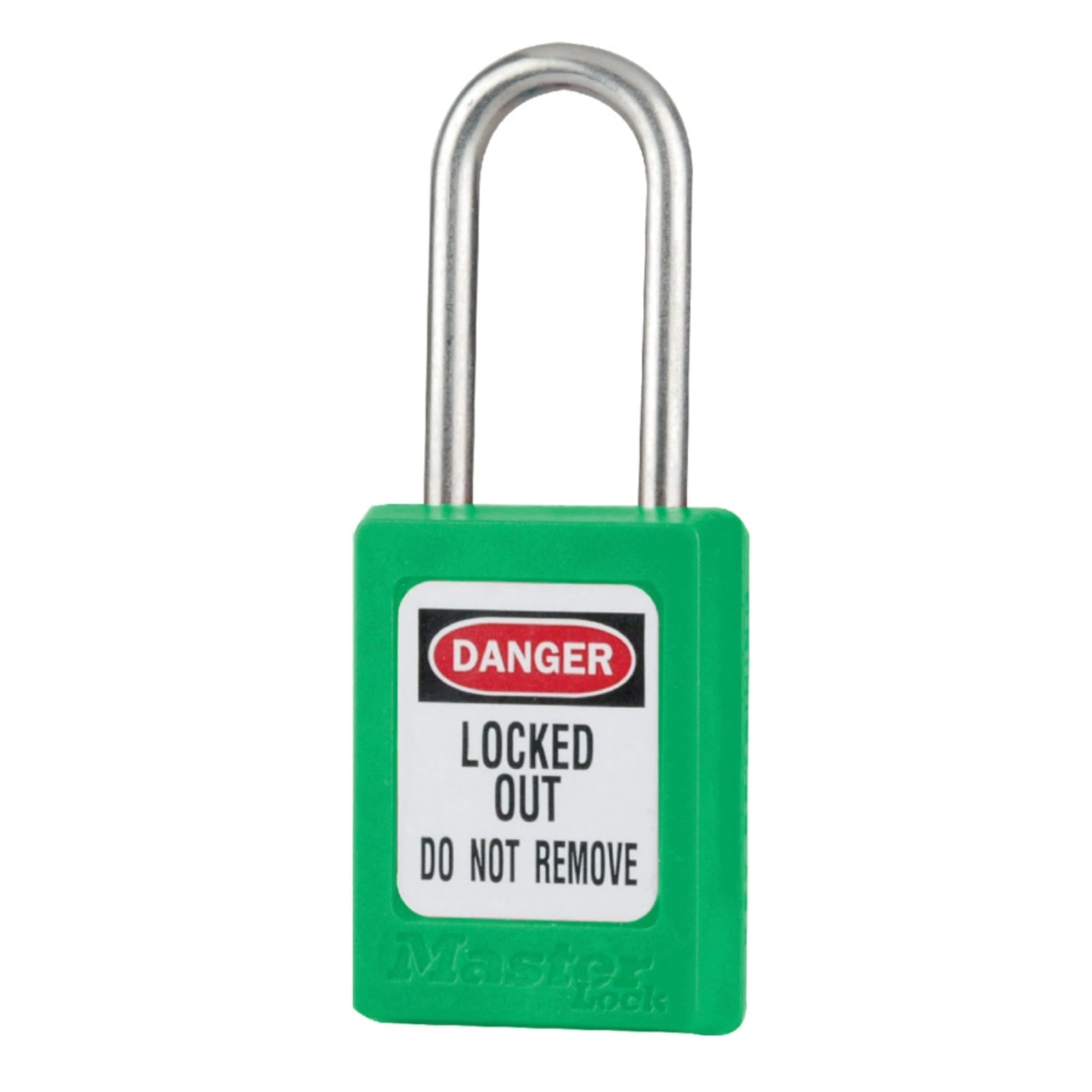 MASTER LOCK S31MKGRN Thermoplastic Safety Padlock With Master Key, SS Shackel, 1 1/2 Inch Tall Shackle, Keyed Different, Green | CM7RPB