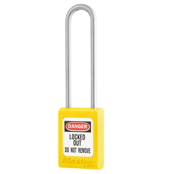 MASTER LOCK S31MKLTYLW Thermoplastic Safety Padlock With Master Key, SS Shackel, 3 Inch Tall Shackle, Keyed Different, Yellow | CM7RQN