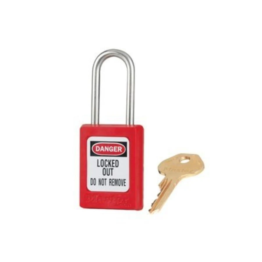MASTER LOCK S31MKRED Thermoplastic Safety Padlock With Master Key, SS Shackel, 1 1/2 Inch Tall Shackle, Keyed Different, Red | CM7RNV
