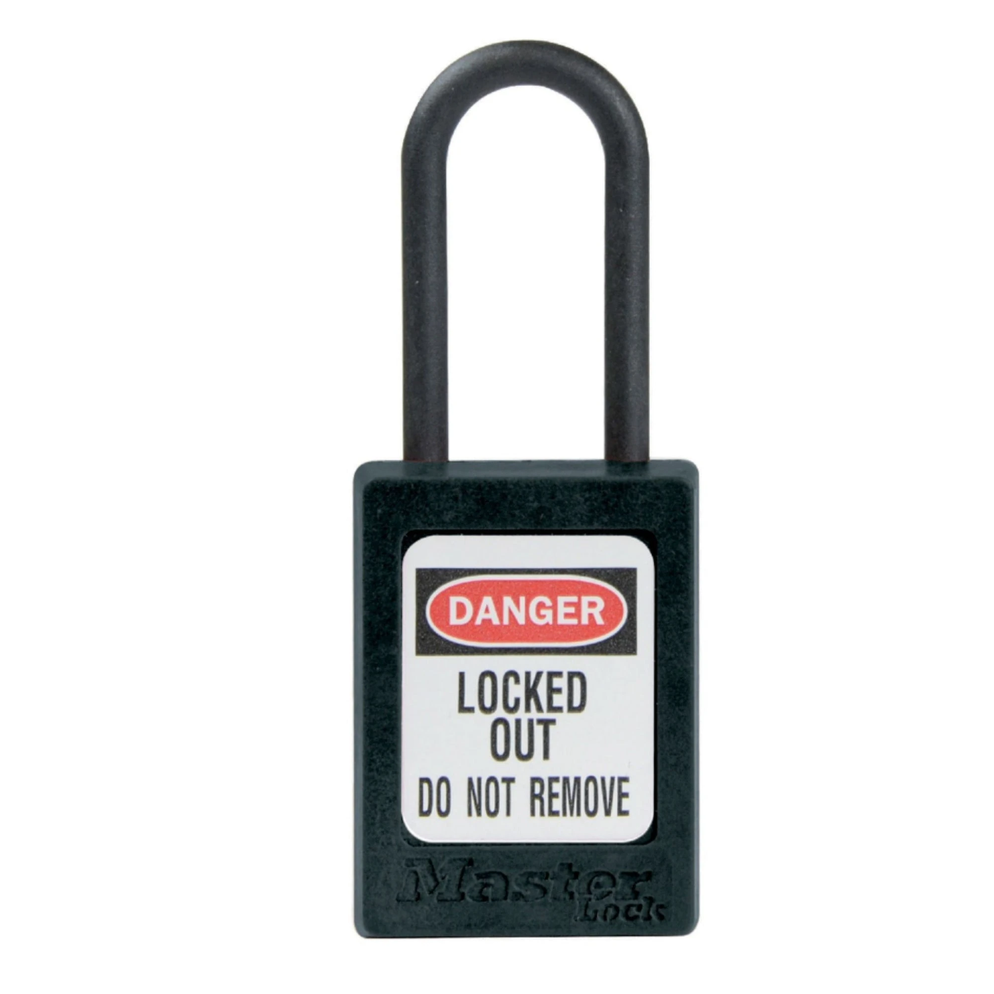 MASTER LOCK S32BLK Thermoplastic Safety Padlock, Nylon Shackel, 1 1/2 Inch Tall Shackle, No Key Retaining, Black | CM7RRD