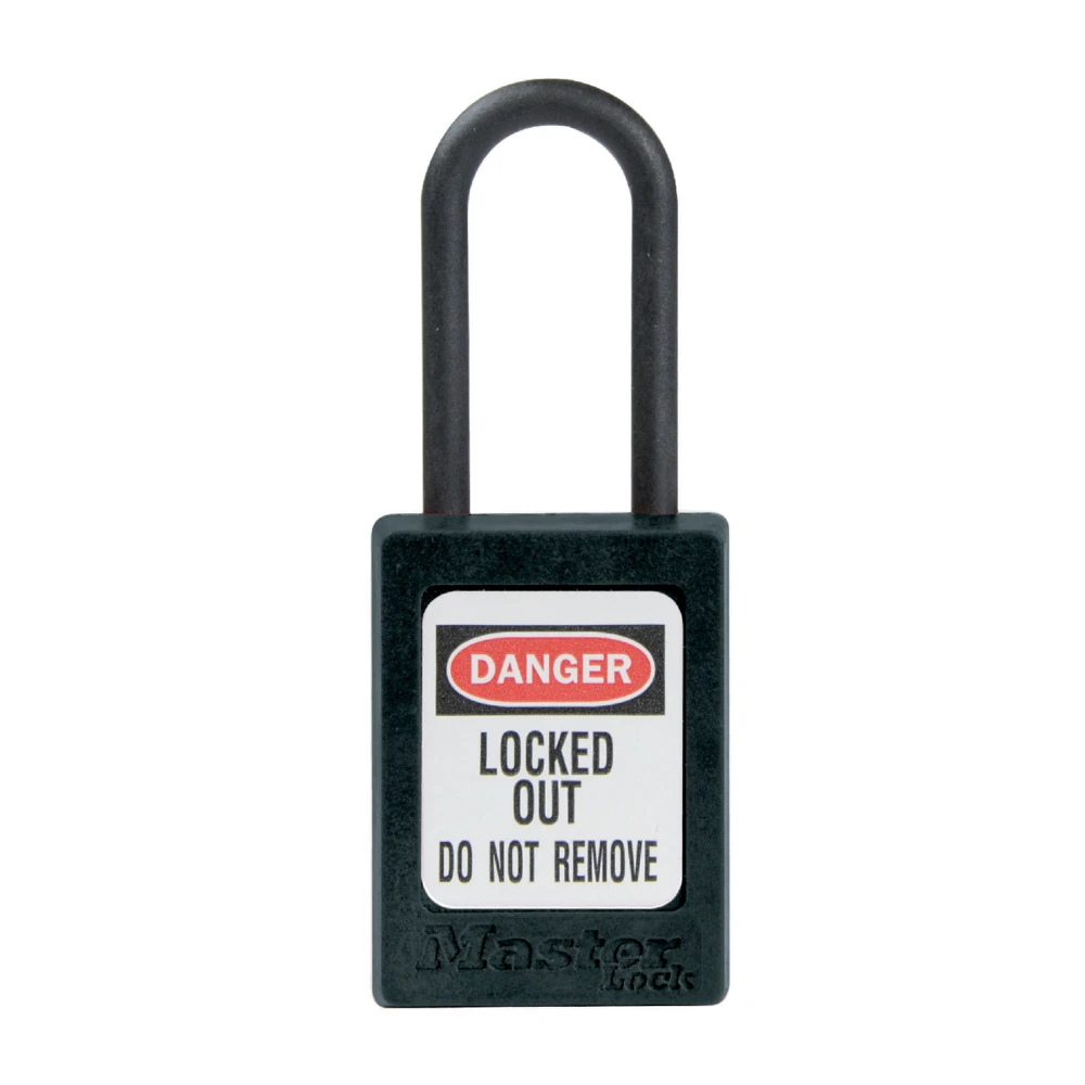 MASTER LOCK S32KABLK Thermoplastic Safety Padlock, Nylon Shackel, 1 1/2 Inch Tall Shackle, Keyed Alike, Black | CM7RRN