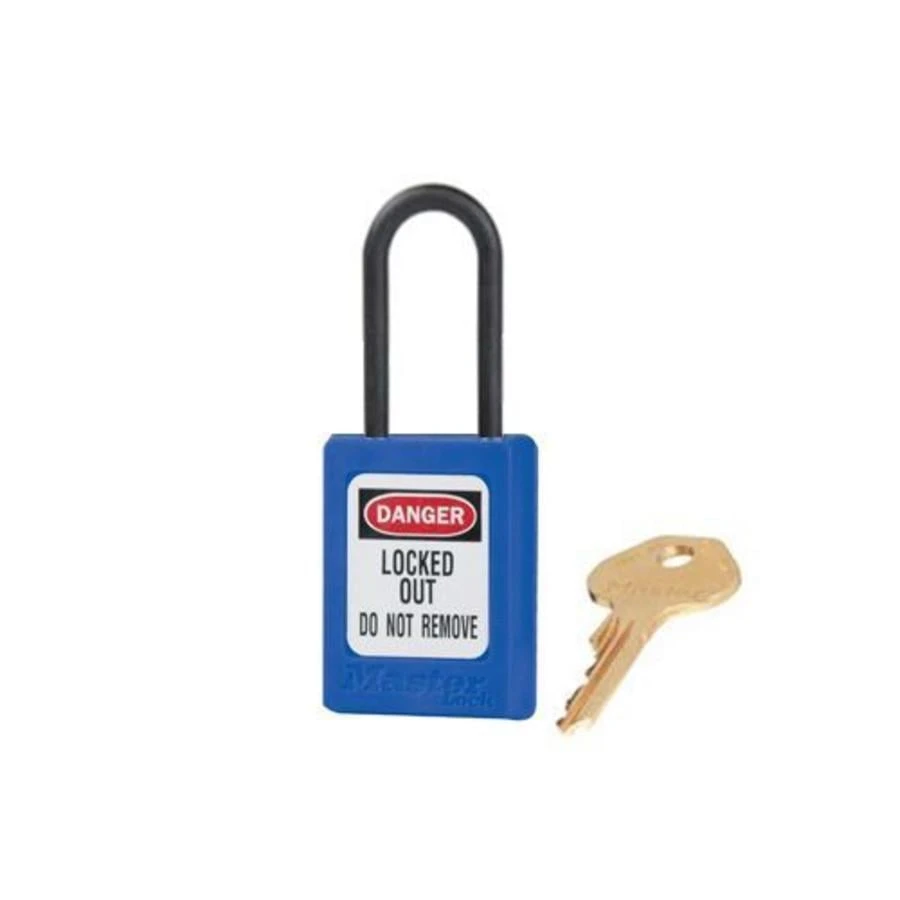 MASTER LOCK S32KAMKBLU Thermoplastic Safety Padlock With Master Key, Nylon Shackel, 1 1/2 Inch Tall Shackle, Keyed Alike, Blue | CM7RTJ
