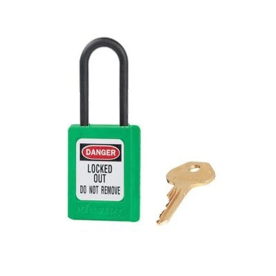 MASTER LOCK S32KAGRN Thermoplastic Safety Padlock, Nylon Shackel, 1 1/2 Inch Tall Shackle, Keyed Alike, Green | CM7RRQ