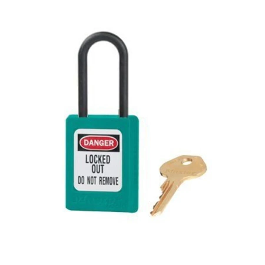 MASTER LOCK S32KATEAL Thermoplastic Safety Padlock, Nylon Shackel, 1 1/2 Inch Tall Shackle, Keyed Alike, Teal | CM7RRV