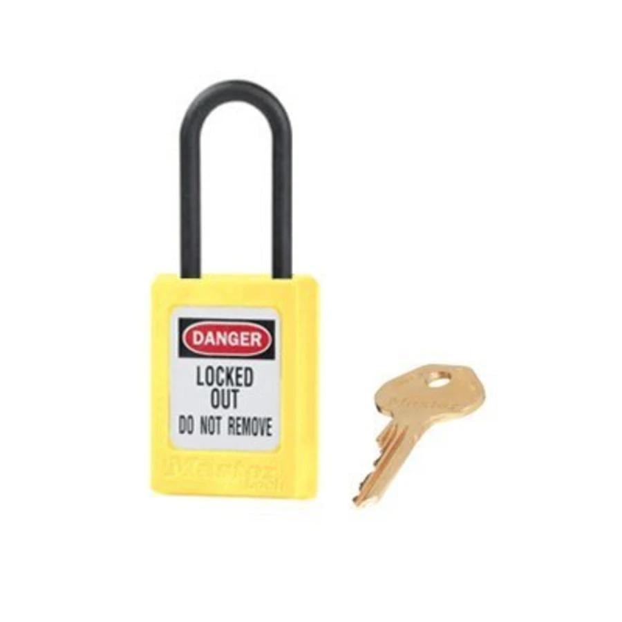 MASTER LOCK S32MKYLW Thermoplastic Safety Padlock With Master Key, Nylon Shackel, 1 1/2 Inch Tall Shackle, Yellow | CM7RTG