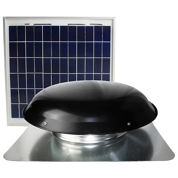 433 CFM Solar Powered Roof Mount Power Attic Ventilator with Panel Inch Black