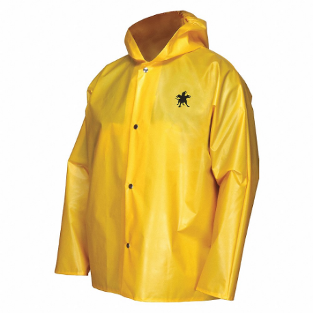 MCR SAFETY 560JHX4 Rain Jacket, 4Xl, Yellow, Snap, Attached Hood, Nylon/Polyurethane, 0 Pockets | CT2QKT 55KW63