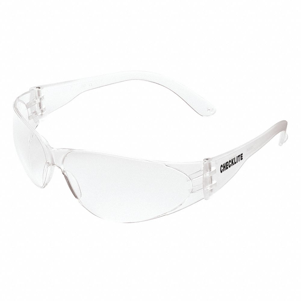 Safety Glasses, Clear Lens, Frameless, Scratch-Resistant, Clear Frame