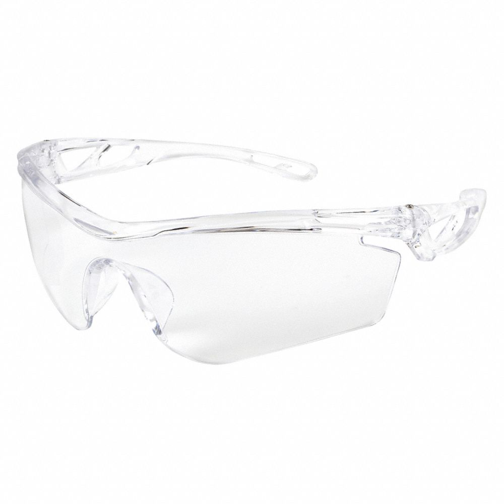 Safety Glasses, Clear Lens, Half-Frame, Uncoated, Clear Frame