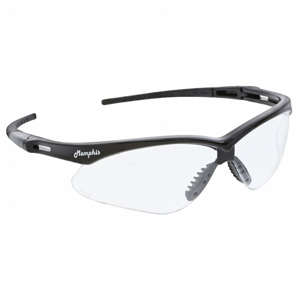 Safety Glasses, Clear Lens, Half-Frame, Scratch-Resistant, Black Frame