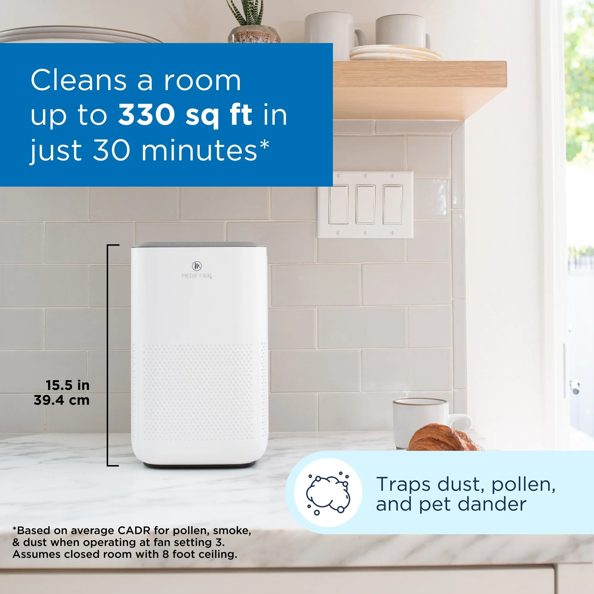 Medify MA15 Air Purifier with H13 True HEPA Filter 330 sq ft Coverage White