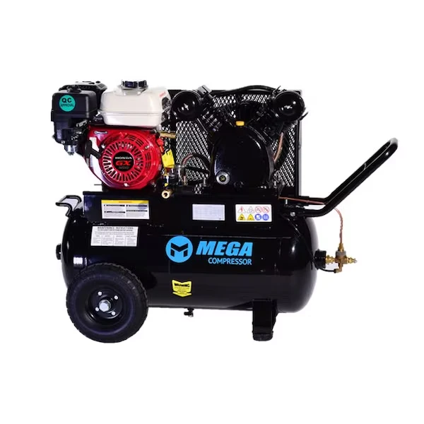 Mega Power Air Compressor, Honda GX160, 20 gal, Wheeled 13.8 CFM 90PSI