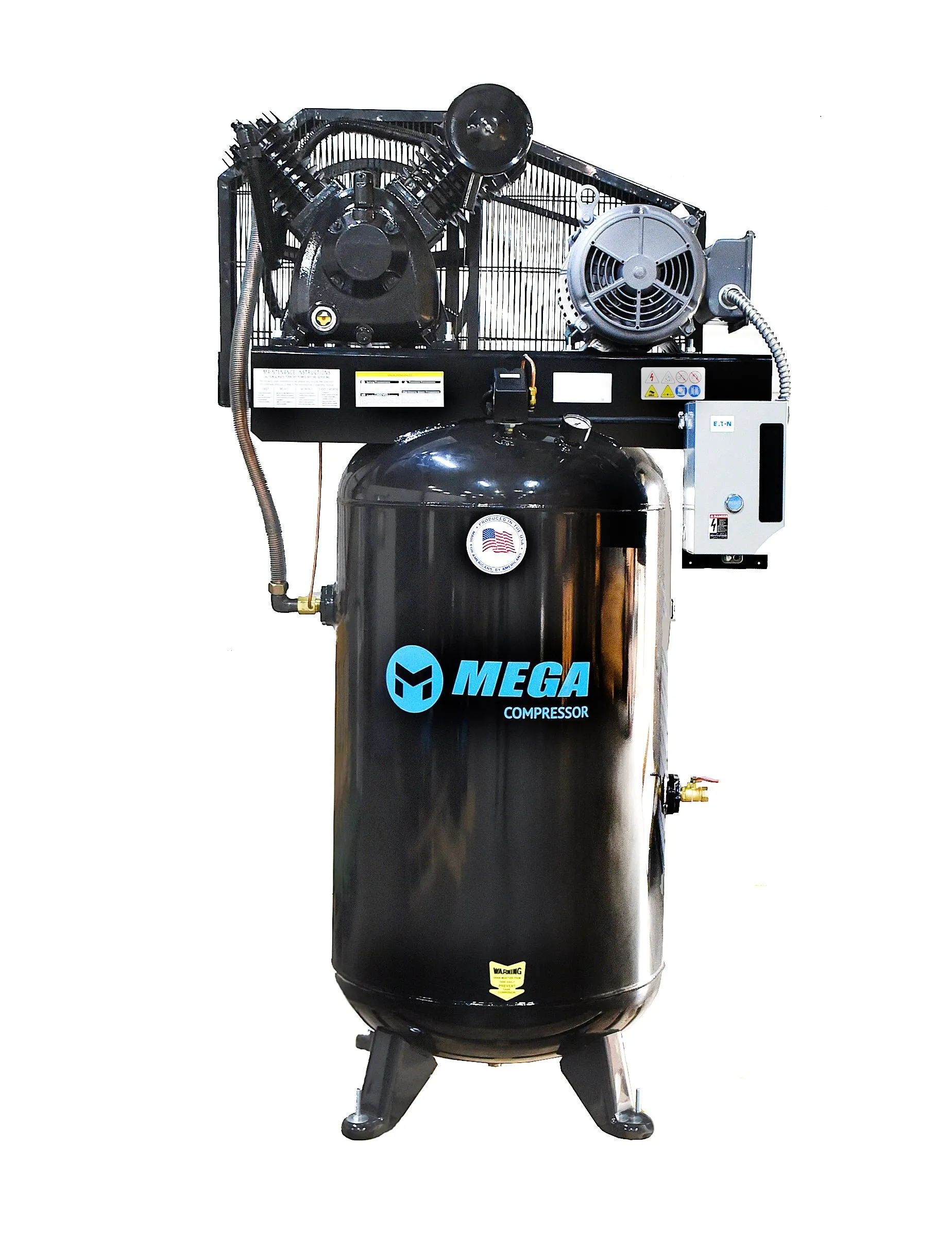 Mega Power Air Compressor, 80 gal, 2 Stage, 208-230V 1PH w/Starter