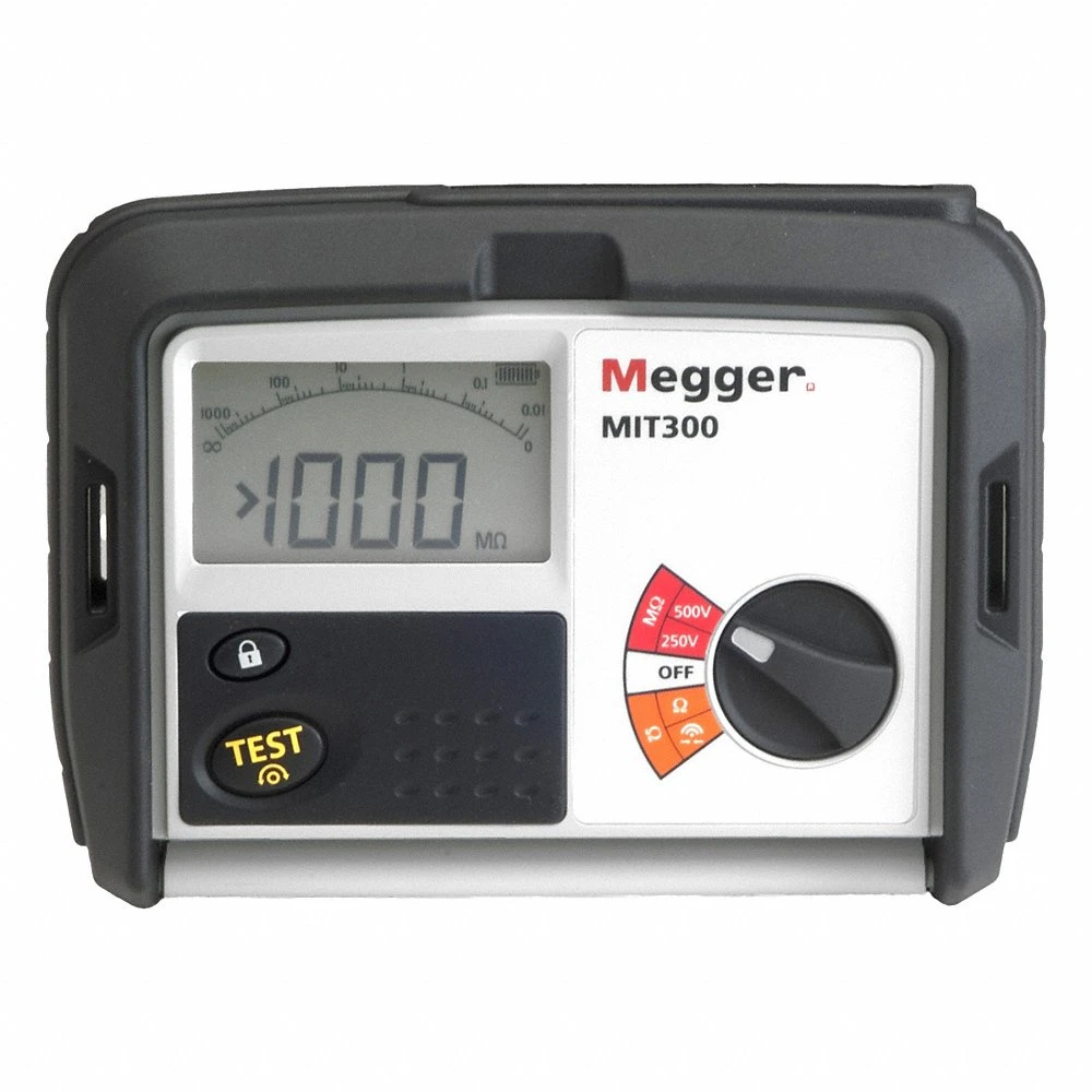 Tester, 10 kiloohm to 999 megaohm, CAT III 600V, Test Volt 250V DC/500V DC, Battery