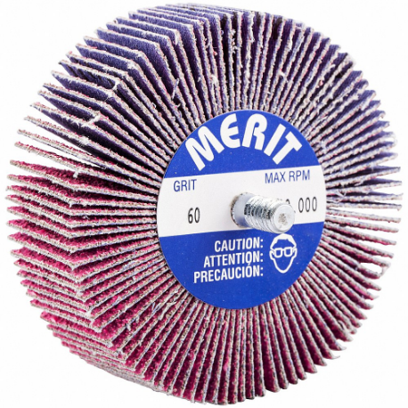 MERIT 69957339738 Flap Wheel, 3 Inch Dia x 1 Inch W, 1/4 20 Threaded-Shank, Ceramic, P60 Grit | CT3ACH 358FJ7
