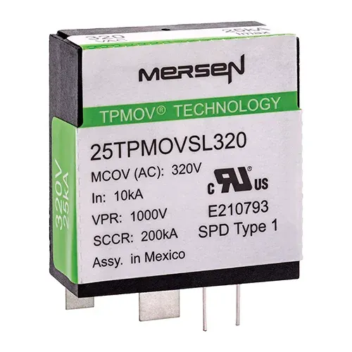 MERSEN FERRAZ 25TPMOVSL320 Metal Oxide Varistor, Thermally Protected, 320V, 25kA, Short Leads, 500pk | CH4QVU