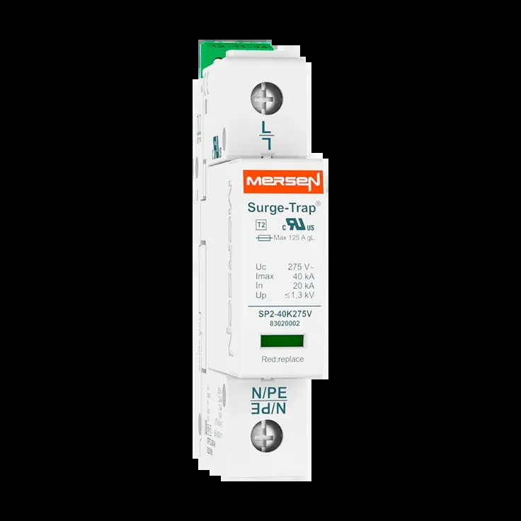 Surge Protection Device, Type 2, 40kA Imax, 1Ph, 400V, L-N, 1 Pole, Pluggable, 1 Module