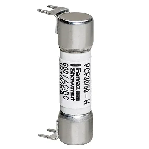 Midget Fuse, Fast Acting, 600 VAC, 600 VDC, 30/50A, Double Hole Mount, 100PK