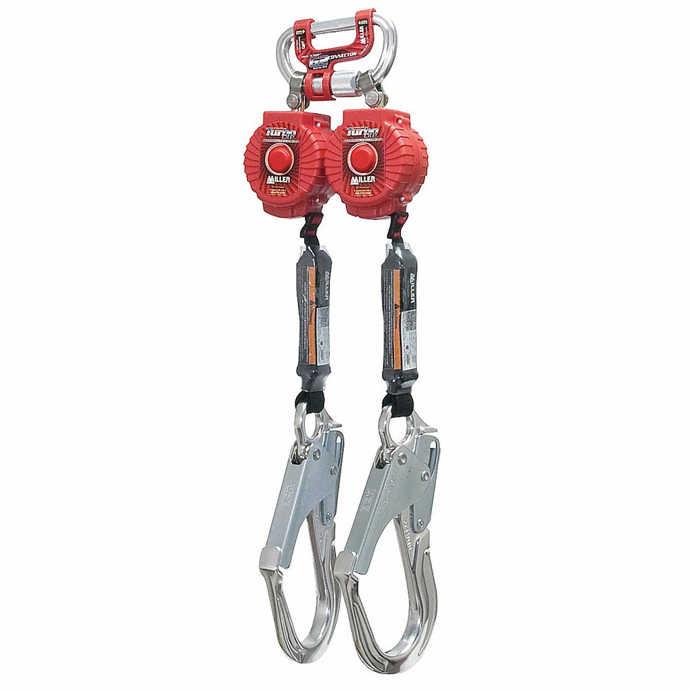 Self-Retracting Lifeline, 2 1/2 In Aluminum Rebar Hook Anchor, 2 Legs, 6 Ft Line