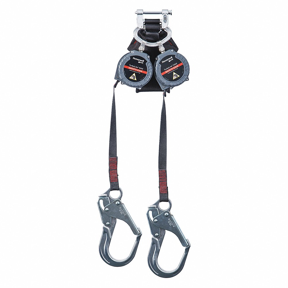Self-Retracting Lifeline, 2 1/2 In Aluminum Rebar Hook Anchor, 2 Legs, 12 Ft Line